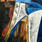 'Cliff Edge' Acrylic, Charcoal and Mixed Media on Canvas. 76 cm x 76cm Unframed size