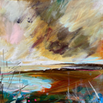 Blue Inlet, mixed media on canvas, 30 x 30 cm