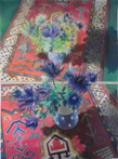 Sea Holly and Indian Rug, pastel, 120 cm H x 90 cm W