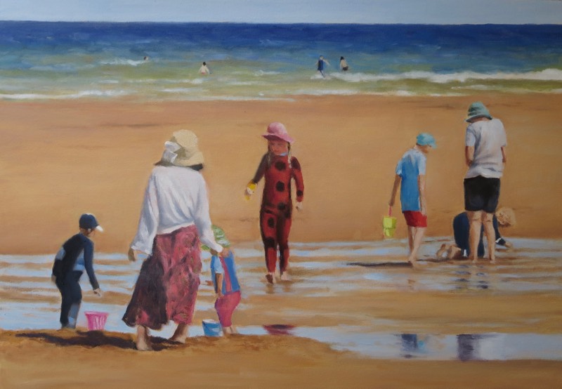 On the beach, reighton sands, oil, 50 x 35 cm lfa news