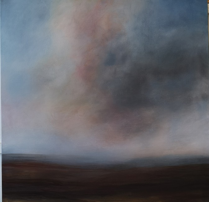 A View Across The Moor, Oil On Canvas, 75 X 75 Cm