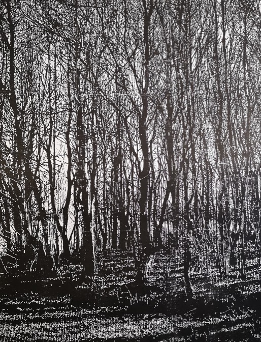 Lost In A Forest, Woodcut, 116 X 62 Cm