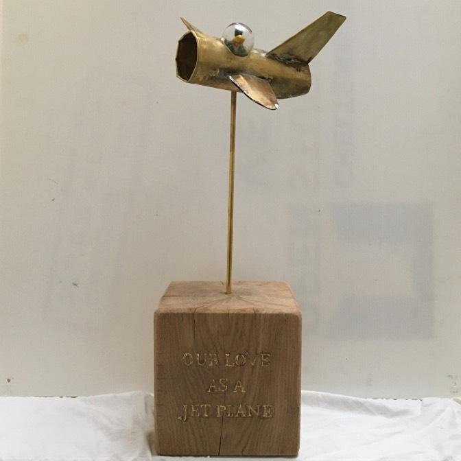 Our Love As A Jet Plane, Brass, Oak, Glass & Plastic, 500mm X 150mm X 150mm Lfa Galleries 672