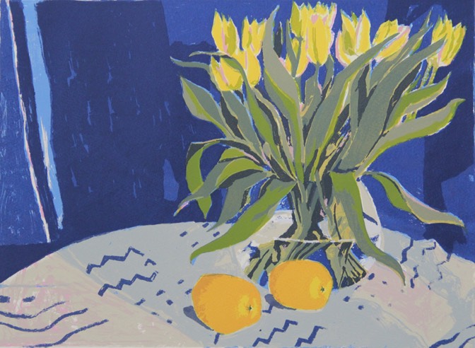 Yellow Tulips With Oranges, Screenprint, 46 Cm X 35cm