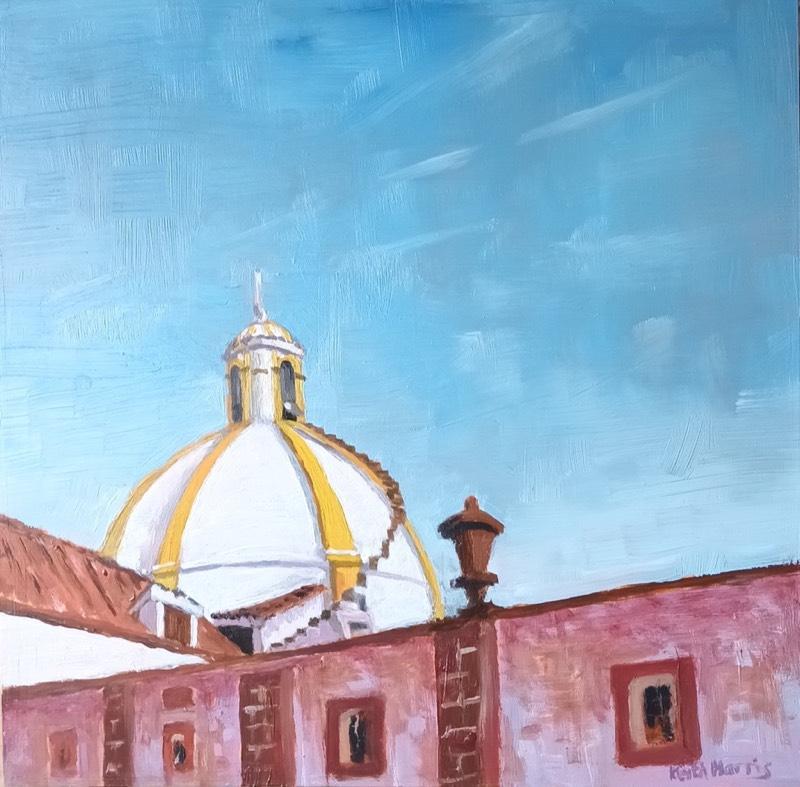 Steps 1, staircase to heaven, oil on wood, 10 x 10 ins lfa news