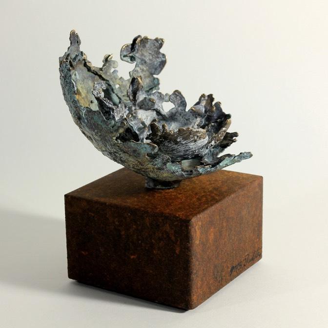 Fen01 Eroded Bronze On Rusted Steel Base 11x11x14cm Lfa Galleries 672